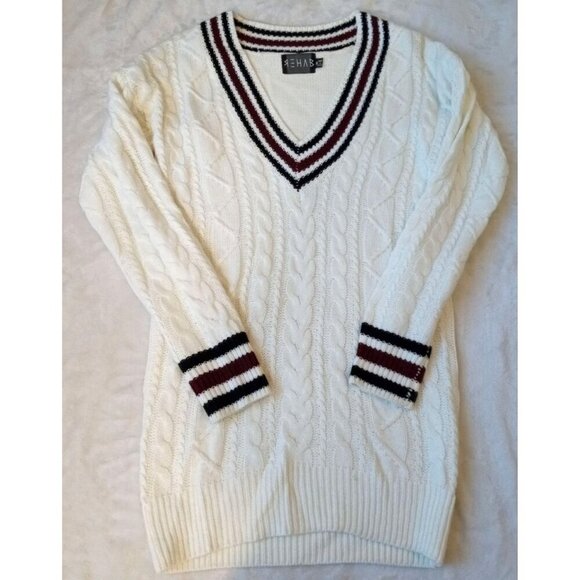 Sweater Dress Cable Knit White Multicolor sz Small Sexy Short - Picture 10 of 16